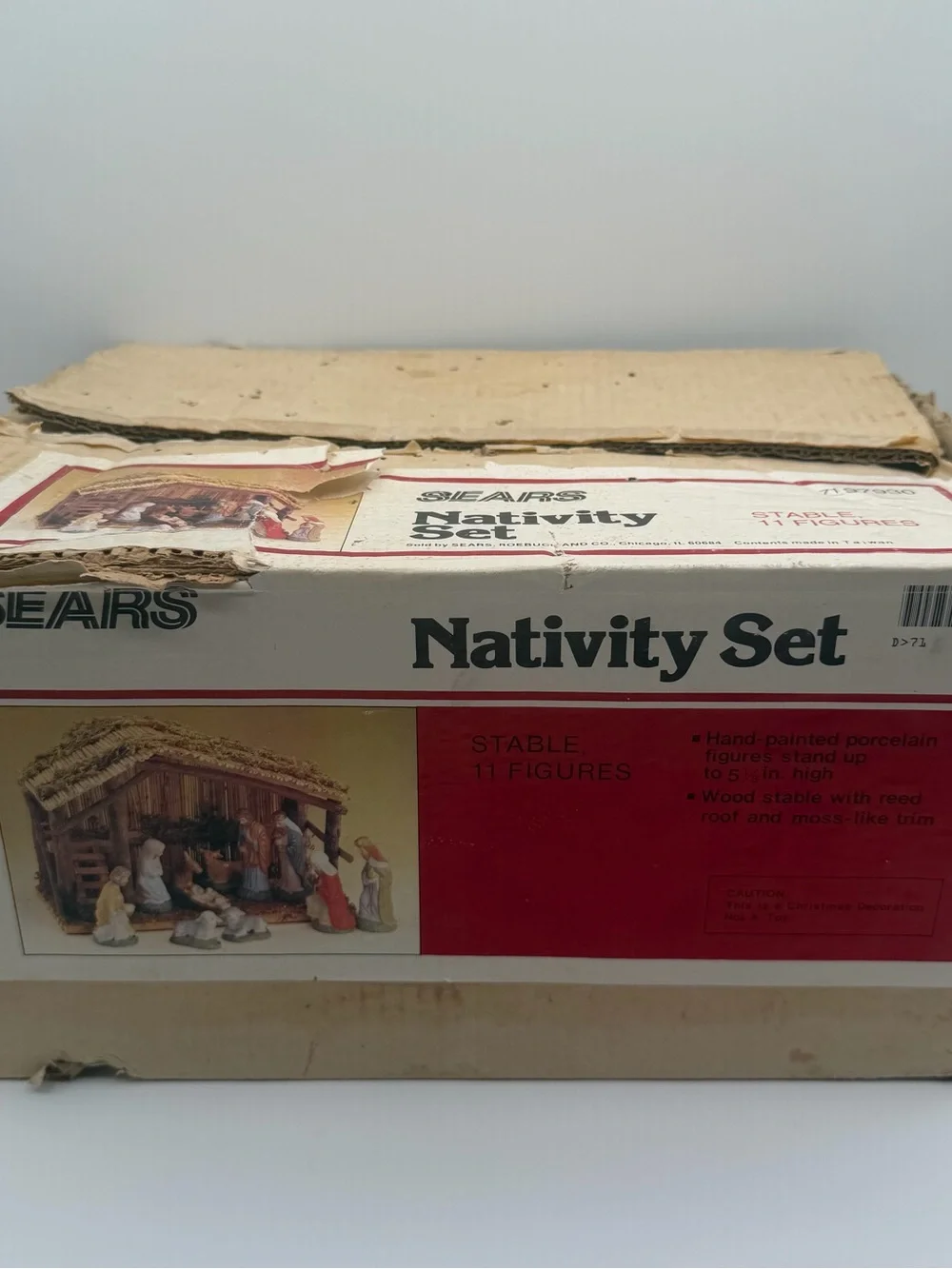 Vintage 1970's SEARS Christmas Nativity Manger Set COMPLETE 11 Figures **READ**